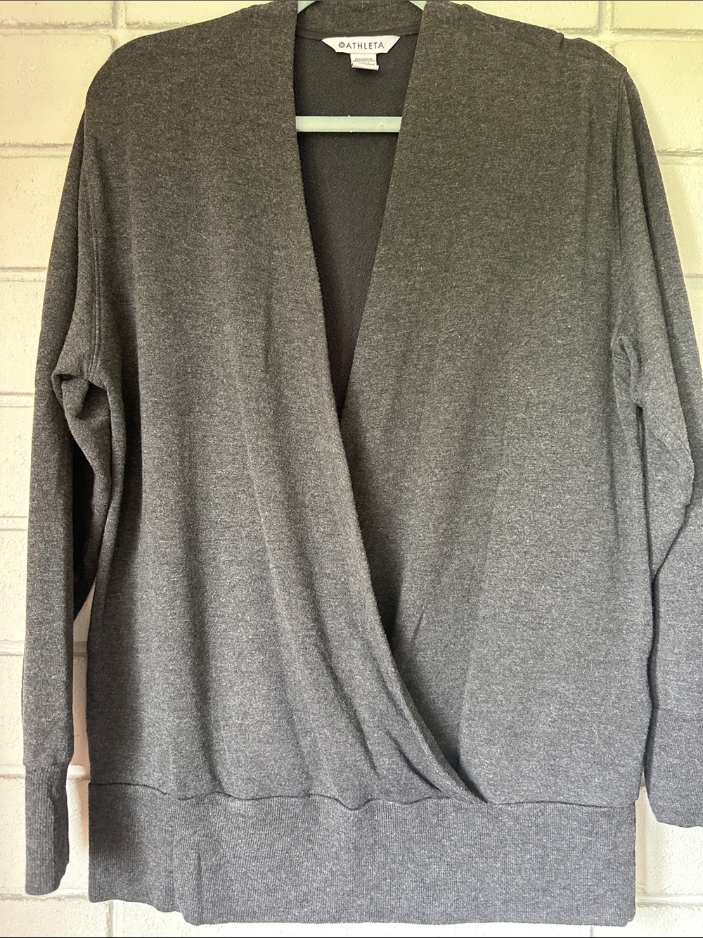 Athleta Dark Heather Gray Wrap-Front Pullover
